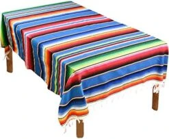 Mexican Serape Blanket Tablecloth 59 X 84 Inch For Mexican Wedding Party Decorations Outdoor Picnics Dining Table, Large Square Cotton Table Cloth -Generic Furniture Shop 515Ch59JDZL. AC