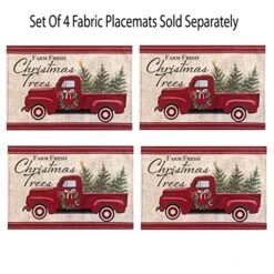 Pine Hill Christmas Tree Farm Fabric Holiday Tablecloth - Nostalgic Retro Christmas Farm Truck Print No Iron And Stain Resistant Fabric Tablecloth, 52” X 70” Oblong/Rectangle -Generic Furniture Shop 515cOsQkneL