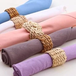 Woven Napkin Rings, Natural Water Hyacinth Woven Napkin Buckle, Handmade Braided Napkin Holder -Generic Furniture Shop 515sjDoICyL