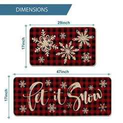 Artoid Mode Buffalo Plaid Snow Christmas Kitchen Rugs Set Of 2, Let It Snow Xmas Winter Holiday Party Low-Profile Floor Mat Decorations For Home Kitchen - 17x29 And 17x47 Inch -Generic Furniture Shop 5161ssAsx2L
