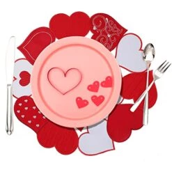 Embroidered Placemats Set Of 6, 15" Round Placemats, Marriage Proposals, Red Heart Table Placemats Indoor Outdoor Love Holiday Dining Party Decor 11 Embroidered Placemats Set Of 6, 15" Round Placemats, Marriage Proposals, Red Heart Table Placemats Indoor Outdoor Love Holiday Dining Party Decor -Generic Furniture Shop 5162AL9Dz2L