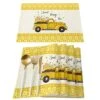Washable Placemats For Dining Table Set Of 6,Sweet Honey Bee Yellow Truck Pull Honey Cute Flowers Border Non-Slip Heat Resistant Kitchen Table Mats Farmhouse Placemats