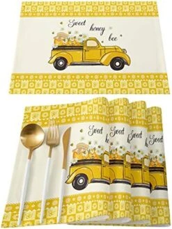 Store Placemats Yellow Truck Sweet Honey Bee Daisy Black White Grid Heat-Resistant Washable Place Mats Non Slip, Table Mats For Dinner Table Kitchen Outdoor Weeding Set Of 6 27 Store Placemats Yellow Truck Sweet Honey Bee Daisy Black White Grid Heat-Resistant Washable Place Mats Non Slip, Table Mats For Dinner Table Kitchen Outdoor Weeding Set Of 6 -Generic Furniture Shop 516HX3mOQGL. AC 1