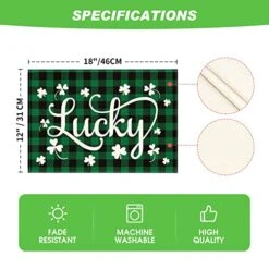 Green Bufflao Plaid Lucky St. Patrick's Day Placemats Set Of 4, 12x18 Inch Seasonal Spring Table Mats For Party Kitchen Dining Decoration -Generic Furniture Shop 516M2VbiCrL