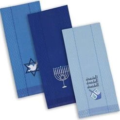 Hanukkah Kitchen Collection Festival Of Lights Celebration Decor, Dish Towel Set, 18x28, Embroidered Dreidel, 3 Piece -Generic Furniture Shop 517NjKCRJsL. AC