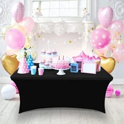 Spandex Tablecloth 1 Pack [6FT, Black] Tight, Fitted, Washable And Wrinkle Resistant Stretch Rectangular Patio Table Cover For Event, Wedding & Parties [72Lx30Wx30H Inch] -Generic Furniture Shop 517PkRd70CL