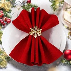 Snowflake Napkin Rings Set Xmas Snowflake Napkin Holders Rhinestone Napkin Rings Holder For Christmas Wedding Party Table Supplies Decor (Gold,6 Pieces) -Generic Furniture Shop 517QSdjkUZL