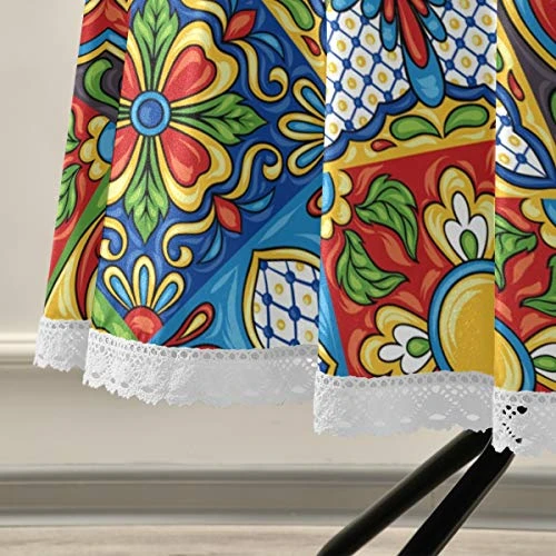 Mexican Talavera Round Tablecloth 60 Inch Waterproof Polyester Table Cover For Kitchen Dining Table, Buffet Parties And Camping 3 Mexican Talavera Round Tablecloth 60 Inch Waterproof Polyester Table Cover For Kitchen Dining Table, Buffet Parties And Camping - Image 3