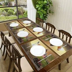 Animal Rooster Sunset Placemat Table Mats Set Of 6, Morning Cock Farm Birds Sun Animal Rural Heat-Resistant Washable Clean Kitchen Place Mats For Dining Table Decoration -Generic Furniture Shop 517zwCnrMcL