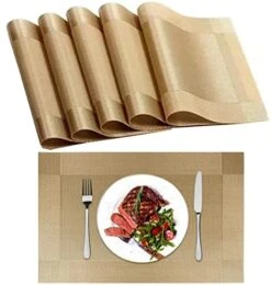 Placemats Set Of 6, Placemats Place Mats For Kitchen Dining Table, Heat-Resistant Anti-Skid Stain Washable PVC Table Mats, Easy To Cleaning Woven Vinyl Dinner Mats,12 X 18 Inch (Gold)… 10 Placemats Set Of 6, Placemats Place Mats For Kitchen Dining Table, Heat-Resistant Anti-Skid Stain Washable PVC Table Mats, Easy To Cleaning Woven Vinyl Dinner Mats,12 X 18 Inch (Gold)… -Generic Furniture Shop 51803Jg wPL. AC