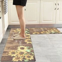 2Pcs Kitchen Rug Runner Set Anti Fatigue Sunflower Mats For Home Office Non Slip Waterproof Heavy Duty Comfort Standing Mats(17''x28''+17''x47'', Burlywood) 11 2Pcs Kitchen Rug Runner Set Anti Fatigue Sunflower Mats For Home Office Non Slip Waterproof Heavy Duty Comfort Standing Mats(17''x28''+17''x47'', Burlywood) -Generic Furniture Shop 5186b9EdpQL
