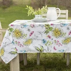 Indoor Outdoor Spillproof Fabric Tablecloth For Spring/Summer/Party/Picnic (Blooming Floral, 60" X 84" Rectangular) 26 Indoor Outdoor Spillproof Fabric Tablecloth For Spring/Summer/Party/Picnic (Blooming Floral, 60" X 84" Rectangular) -Generic Furniture Shop 518AM FNNSL. AC