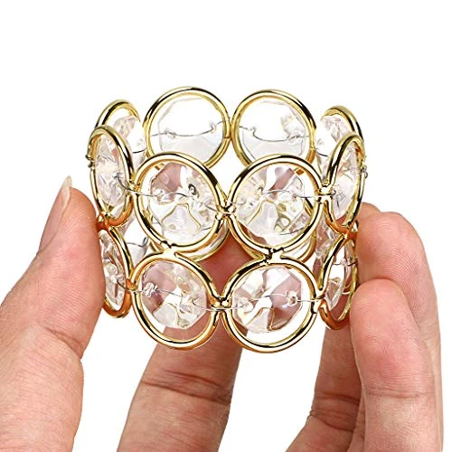 Set Of 12 Crystal Beads Napkin Rings Handcraft Sparkly Elegant Napkin Holders For Wedding Party Dinner Table Decor (Golen Tone) 3 Set Of 12 Crystal Beads Napkin Rings Handcraft Sparkly Elegant Napkin Holders For Wedding Party Dinner Table Decor (Golen Tone) - Image 3