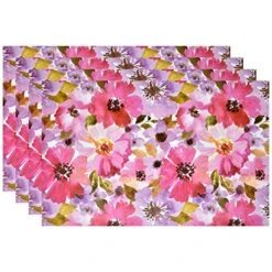50 Disposable Floral Paper Place Mats 11βx 17β Rectangle Colorful Watercolor Flowers Place Mat For Spring Flower Blooms Table Setting Mat Dinner Bridal Shower Wedding Graduation Party Decor