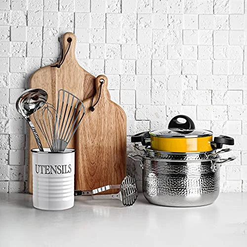 KARRYOUNG Farmhouse Kitchen Utensil Holder – 6.6”Metal Utensils Caddy Organizer For Countertops, Spoons, Spatula, FlatwareStorage- Rustic Vintage Style Large Kitchen Tool Crock - White 4 KARRYOUNG Farmhouse Kitchen Utensil Holder – 6.6”Metal Utensils Caddy Organizer For Countertops, Spoons, Spatula, FlatwareStorage- Rustic Vintage Style Large Kitchen Tool Crock - White - Image 4