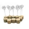 Rustic Real Wood Base Wedding Table Name Number Holder Party Decoration Card Holders Picture Memo Note Photo Clip Holder (10pcs Table Numbers)