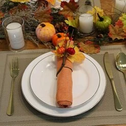 Fall Napkin Rings Set Of 6 Thanksgiving Leaf Pumpkin Napkin Holders Metal Napkin Ring Decor For Christmas Parties, Table Decoration (Pumpkin Leaf Ring, 6) -Generic Furniture Shop 518oerXe9ZL