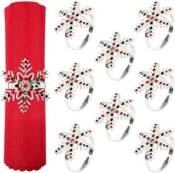 Apkin Rings- Set Of 8 Snowflake Metal Napkin Holder Silver Xmas Napkin Buckle For Holiday Party Dinner Wedding Banquet Christmas Dinning Table Settings Decoration -Generic Furniture Shop 5192HuEyNXL. AC