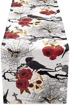 Printed Halloween Tablecloth, Romantic Collection - Wrinkle Free Table Cloth For Halloween Decorations, Dinner Parties And Scary Movie Nights (Creepy Chic, 70 Inch Round) -Generic Furniture Shop 5192vOVikgL. AC