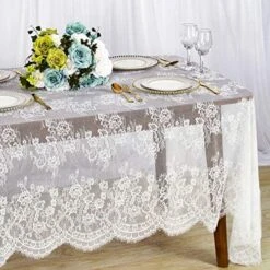 Lace-Tablecloth-Rectangular 60x120-Inch White Rectangle Overlay Tea Tablecloth Lace Tablecloths Long Rectangular Tablecloth Lace Tablecloth 60 Table Floral Embroidery Lace Table Cloths Decoration -Generic Furniture Shop 5198kG7hssL. AC