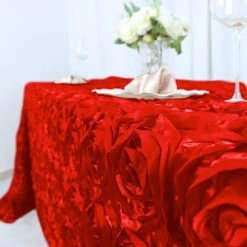 90x132 Red Satin Raised Rosettes Rectangle Tablecloth Wedding Party Dining Room Table Linens -Generic Furniture Shop 519BGUa8VvL