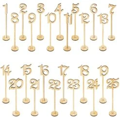 Wooden Table Numbers 13.5" Tall (1 To 25) Natural Color - For Rustic Weddings Receptions, Banquets, Cafés, Restaurants, Hotels, Parties - Commercial Grade Extra Thick By Merry Expressions