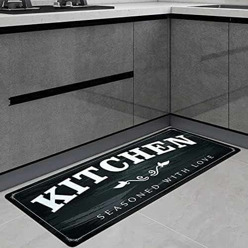 USTIDE Kitchen Runner Rugs Non Skid 20"x48",Durable Rubber Kitchen Mats Stain Resistant Thick Floor Mat Black White Kitchen Runner For Bathroom Washroom 6 USTIDE Kitchen Runner Rugs Non Skid 20"x48",Durable Rubber Kitchen Mats Stain Resistant Thick Floor Mat Black White Kitchen Runner For Bathroom Washroom - Image 6
