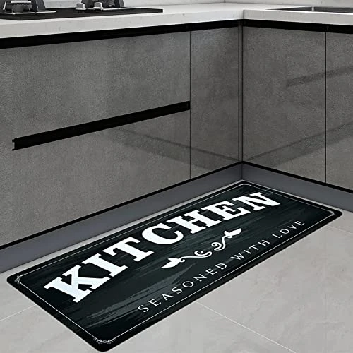 USTIDE Kitchen Runner Rugs Non Skid 20"x48",Durable Rubber Kitchen Mats Stain Resistant Thick Floor Mat Black White Kitchen Runner For Bathroom Washroom 1 USTIDE Kitchen Runner Rugs Non Skid 20"x48",Durable Rubber Kitchen Mats Stain Resistant Thick Floor Mat Black White Kitchen Runner For Bathroom Washroom