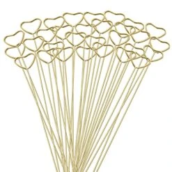 30 Pcs Metal Floral Place Card Holder, 13.4 Inch Table Number Holders Heart Shape Flower Pick Clips For Floral Arrangement, Golden Card Holder Stick For Wedding And Party