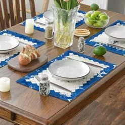 Jewish Menorah Passover Placemats For Dining Table, 12 X 18 Inch Seasonal Hanukkah Holiday Rustic Vintage Washable Table Mats Set Of 4 -Generic Furniture Shop 519m1uEqYNL