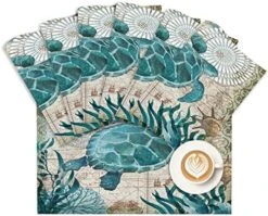 Sea Turtle Placemats Set Of 4, Ocean Animal Nautical Themed Heat Resistant Placemat Washable Cotton Linen Table Mats Retro Party Holiday Decorations For Home Kitchen Dining Table Outdoor Indoor -Generic Furniture Shop 519oHyK8hGL. AC 1