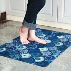 Cosilyt 1/10 Inch Ultra Thin Front Door Mat Rug Indoor Entrance Inside Non Slip, Large Waterproof Rubber Kitchen Rug And Interior Home Washable Door Mat, 24"×35", Baroque Grey -Generic Furniture Shop 519oIRqiIPL. AC