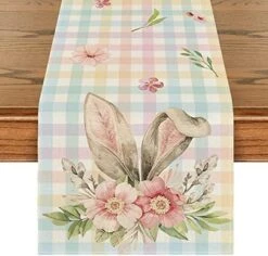 Buffalo Plaid Bunny Rabbit Ears Flower Easter Placemats For Dining Table, 12 X 18 Inch Spring Summer Seasonal Holiday Rustic Vintage Washable Table Mats Set Of 4 -Generic Furniture Shop 519ufBll4JL. AC