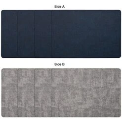 Placemats Washable, Place Mats Faux Leather Double Side, Placemat Easy To Clean, Table Mat Waterproof Wipeable, Table Mats Set Of 4 (Gray/Blue)