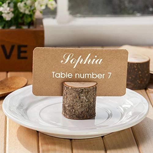 Wood Place Card Holders, 20Pcs Premium Rustic Table Number Holders And 30Pcs Kraft Table Place Cards, Wood Photo Holders, Ideal For Wedding Party Table Name And More 4 Wood Place Card Holders, 20Pcs Premium Rustic Table Number Holders And 30Pcs Kraft Table Place Cards, Wood Photo Holders, Ideal For Wedding Party Table Name And More - Image 4