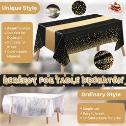 8 Pack Tablecloths And Satin Table Runner,Black And Gold Dot Tablecloth 54 X 108 Inch,Gold Satin Table Runners 11 X 108 Inch,Disposable Plastic Table Cloths For Parties Wedding Birthday Anniversary 11 8 Pack Tablecloths And Satin Table Runner,Black And Gold Dot Tablecloth 54 X 108 Inch,Gold Satin Table Runners 11 X 108 Inch,Disposable Plastic Table Cloths For Parties Wedding Birthday Anniversary -Generic Furniture Shop 51APMesGKPL