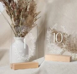 Acrylic Wedding Table Numbers 1-10 With Stands | 4x6 Inch Printed Calligraphy, Clear Table Number Signs And Holders | Perfect For Wedding Reception, Centerpiece Decoration, Event, Party -Generic Furniture Shop 51AVpD h62L. AC