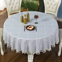 Round Grey Checkered Tablecloth Diameter 90 Inch Neutral Color Cotton Linen Table Cloth Heavy Weight Stitching Tassel Tablecloths For Dining Table Room Kitchen Picnic Outdoor 24 Round Grey Checkered Tablecloth Diameter 90 Inch Neutral Color Cotton Linen Table Cloth Heavy Weight Stitching Tassel Tablecloths For Dining Table Room Kitchen Picnic Outdoor -Generic Furniture Shop 51ArCzg2DFS. AC