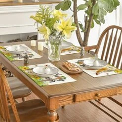 Rabbit Bunny Carrot Happy Easter Placemats Set Of 4, 12x18 Inch Spring Summer Seasonal Table Mats For Party Kitchen Dining Decoration -Generic Furniture Shop 51AsHIWZpaL