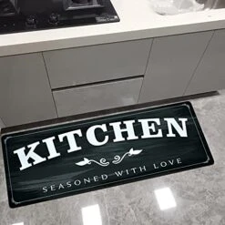 USTIDE Kitchen Runner Rugs Non Skid 20"x48",Durable Rubber Kitchen Mats Stain Resistant Thick Floor Mat Black White Kitchen Runner For Bathroom Washroom 9 USTIDE Kitchen Runner Rugs Non Skid 20"x48",Durable Rubber Kitchen Mats Stain Resistant Thick Floor Mat Black White Kitchen Runner For Bathroom Washroom -Generic Furniture Shop 51AsOiWRfQS