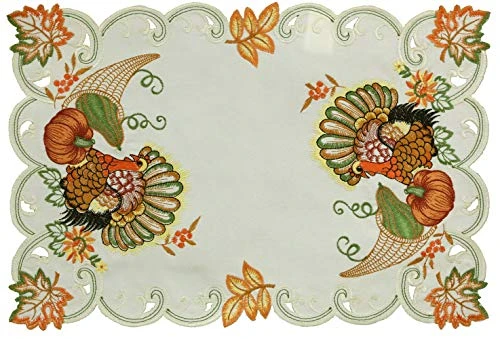 4PCS Fall Harvest Thanksgiving Placemats 11x17”, Embroidered Turkey Pumpkin Maple Leaf Place Mats Tray Cloths Ivory, Set Of 4 Pieces 1 4PCS Fall Harvest Thanksgiving Placemats 11x17”, Embroidered Turkey Pumpkin Maple Leaf Place Mats Tray Cloths Ivory, Set Of 4 Pieces