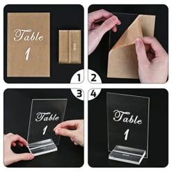  Acrylic Table Numbers 1-15 - 4x6” Wedding Table Numbers With Stand 3 Bags Of Gold Glitter Confetti - Clear Table Number Signs For Wedding Reception, Party, Event, Centerpiece Decoration -Generic Furniture Shop 51BJie6GIBL