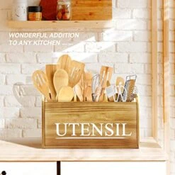 Brekle Rustic Kitchen Utensil Holder Larger Wooden Utensil Holder For Kitchen Counter 3 Compartment For Efficient Utensil Organizer And Cooking Tools Storage 8 Brekle Rustic Kitchen Utensil Holder Larger Wooden Utensil Holder For Kitchen Counter 3 Compartment For Efficient Utensil Organizer And Cooking Tools Storage -Generic Furniture Shop 51BModiOLtL