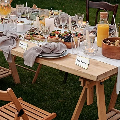 Vaster Place Cards Pack Of 100 Premium Tent Name Place Cards For Table Setting With Gold Foil Border 2x3.5 Inches - Perfect Place Cards For Weddings, Banquets Dinner Parties And Any Other Events 2 Vaster Place Cards Pack Of 100 Premium Tent Name Place Cards For Table Setting With Gold Foil Border 2x3.5 Inches - Perfect Place Cards For Weddings, Banquets Dinner Parties And Any Other Events - Image 2