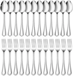 24-Piece Hammered Forks And Spoons Silverware Set, E-far Stainless Steel Square 12 Dinner Forks And 12 Dinner Spoons, Modern Metal Flatware Cutlery For Kitchen And Restaurant, Dishwasher Safe-7.9 Inch -Generic Furniture Shop 51BtV0ETQXL. AC