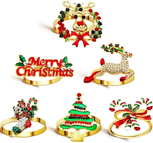 Christmas Napkin Rings Holders For Christmas Dinners Parties, Wedding Adornment, Table Decoration Accessories Dding Adornment, Table Decoration Accessories (Merry Christmas Set, 6) 1 Christmas Napkin Rings Holders For Christmas Dinners Parties, Wedding Adornment, Table Decoration Accessories Dding Adornment, Table Decoration Accessories (Merry Christmas Set, 6)