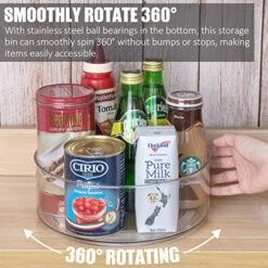 Lazy Susan - 2 Pack Round Plastic Clear Rotating Turntable Organization & Storage Container Bins For Cabinet, Pantry, Fridge, Countertop, Kitchen - Spinning Organizer For Spices, Condiments -Generic Furniture Shop 51BzXOWNsAL