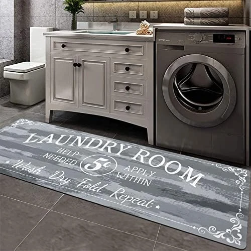 Pauwer Laundry Room Rug Runner 20"x59"Non Slip Waterproof Washing Machine Room Farmhouse Laundry Rugs And Mats For Washroom, Bathroom, Kitchen Decor (20"x59", Dark Grey) 6 Pauwer Laundry Room Rug Runner 20"x59"Non Slip Waterproof Washing Machine Room Farmhouse Laundry Rugs And Mats For Washroom, Bathroom, Kitchen Decor (20"x59", Dark Grey) - Image 6