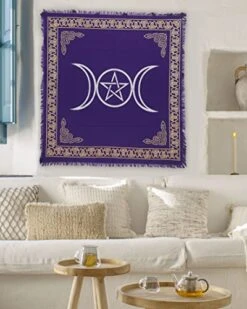 Beautiful Gold Silver Alter Square For Sacred Places Triple Goddess Pentagram Moon Altar Cloth Purple 61 By 61 CMS/24x24 Inches -Generic Furniture Shop 51CaIGyjWBL
