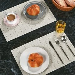 Placemats Set Of 4 Washable Heat-Resistant Non Slip Braided Table Mats Woven PVC Vinyl Kitchen Dining Patio Table Place Mats For Dinner Parties BBQs Indoor And Ourdoor Use.18"x12"(Bamboo-Beige) 17 Placemats Set Of 4 Washable Heat-Resistant Non Slip Braided Table Mats Woven PVC Vinyl Kitchen Dining Patio Table Place Mats For Dinner Parties BBQs Indoor And Ourdoor Use.18"x12"(Bamboo-Beige) -Generic Furniture Shop 51CdT6XU88L